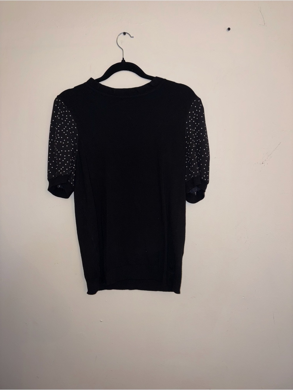 Adrianna Papell Black Short-Sleeve Top with Studded Sleeves